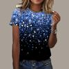 Fashionable Women's Sparkling Crystal Printed T-shirt Fun Casual O-neck Short Sleeve T-shirt Summer Women's T-shirt