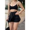 Women's Black Cargo Pocket Pleated Front Mini Skirt With Shorts (zck0741)