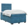 Box Spring Bed with Mattress and Headboard Blue 120 x 200 cm Velvet