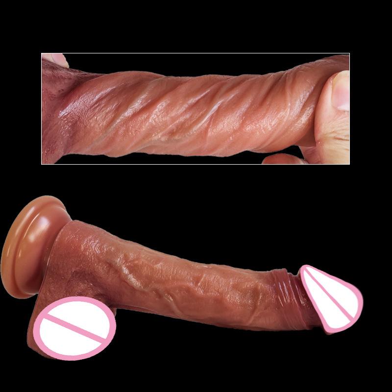 Дешевый силикон из натуральной кожи, большой огромный фаллоимитатор, реалистичный присоска, член, мужской искусственный каучук, пенис, страпон, секс-игрушки для женщин, член