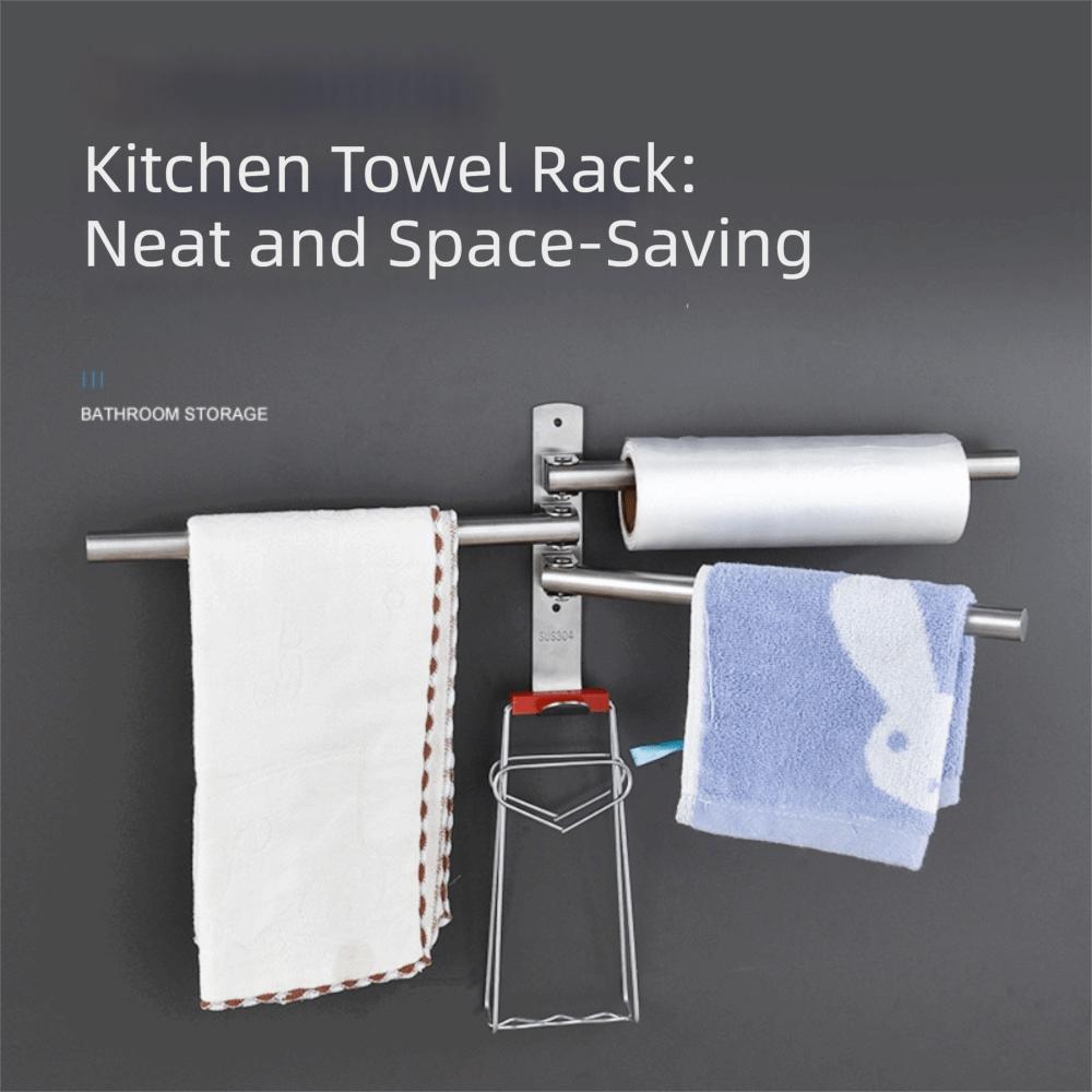 Stainless Steel Towel Bar Swivel Out Towel Holder Organizer Practical Towel Racks Space-Saving