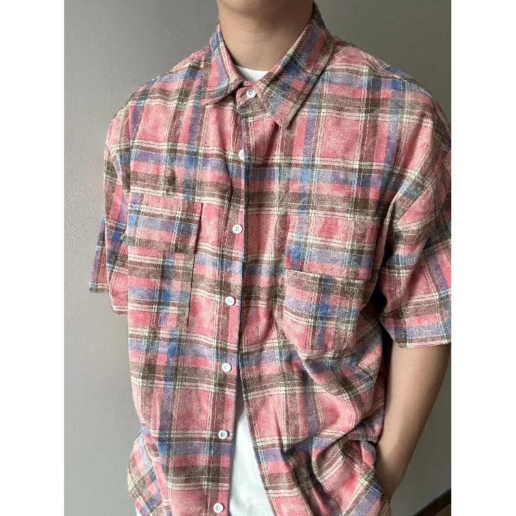 Летняя американская ретро-парная рубашка свободного покроя с длинными рукавами в клетку для мужчин и женщин, уличная куртка