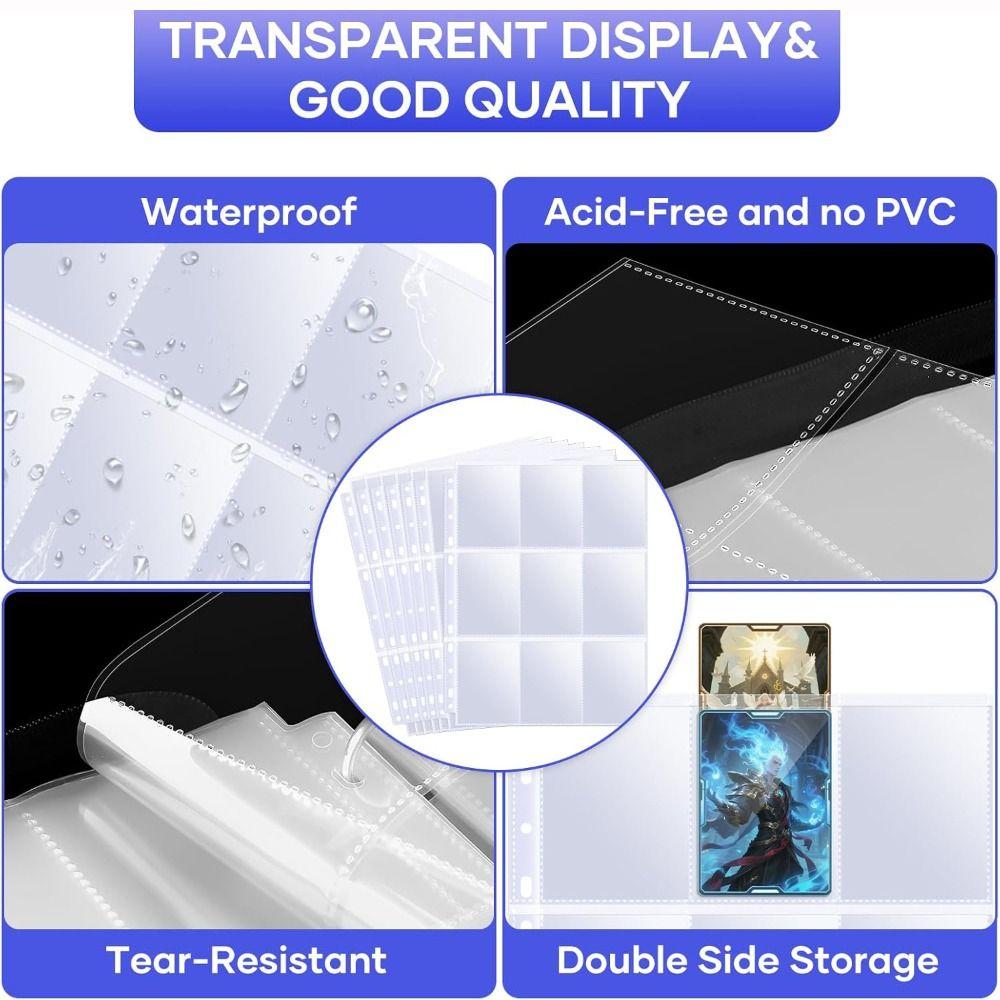 A4 Photocard Binder Sheets 9-Pocket Photo Album Refill Pages Photo Album Sleeves