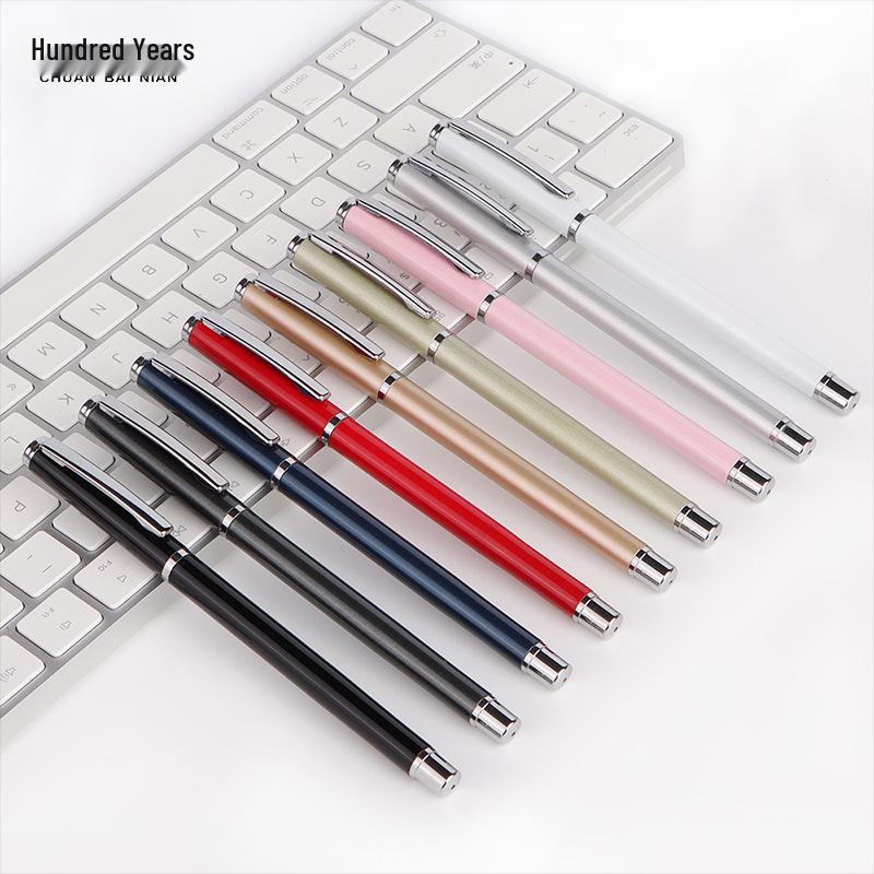 Металлическая шариковая и перьевая ручка с утяжелителем для офисного или студенческого использования - Дизайн «Черный карбон»