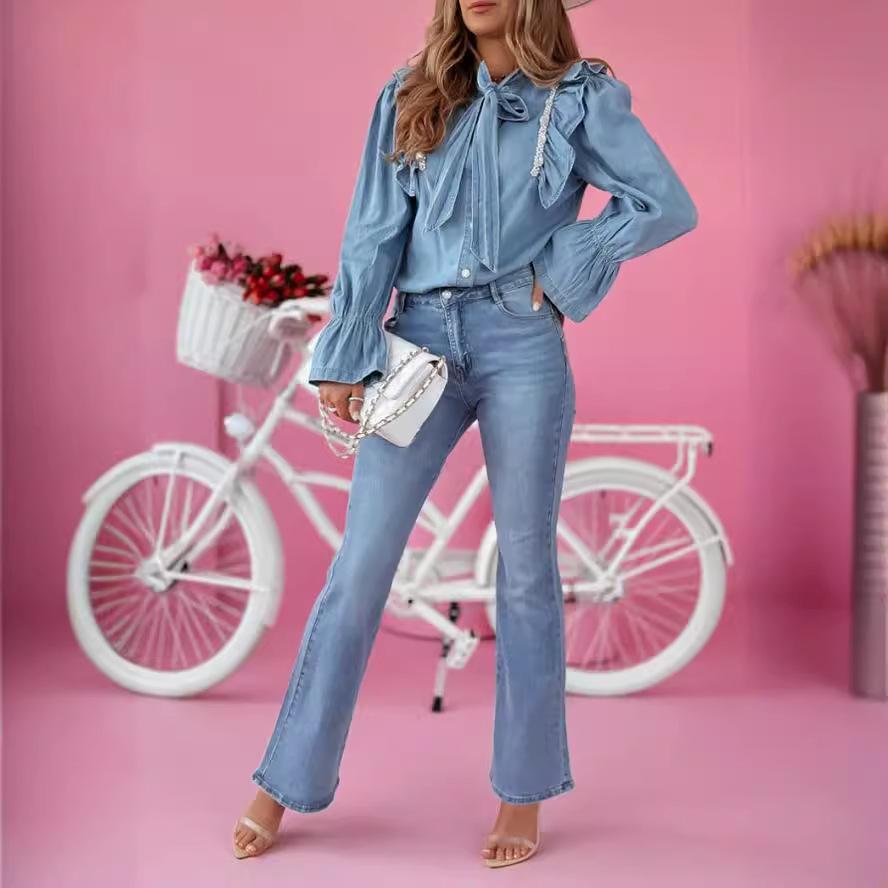 YYFS Женские модные джинсовые повседневные брюки с высокой талией, повседневные брюки и капри