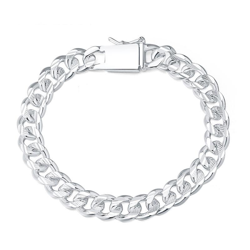 10 мм мужской браслет из серебра 925 пробы, браслеты-цепочки для женщин, оптовая продажа, модные ювелирные изделия, подарок