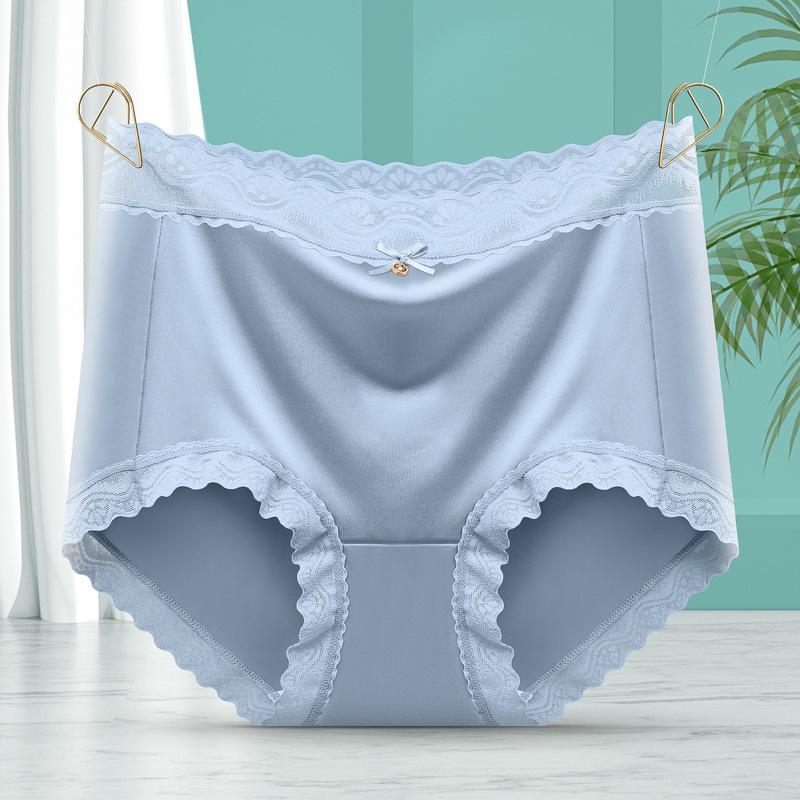 Sexy Underwear for Women Lace Edge Medium High Waist Satin Panites Comfortable Plus Size No Trace Silk Antibacterial Crotch Triangle Underwear