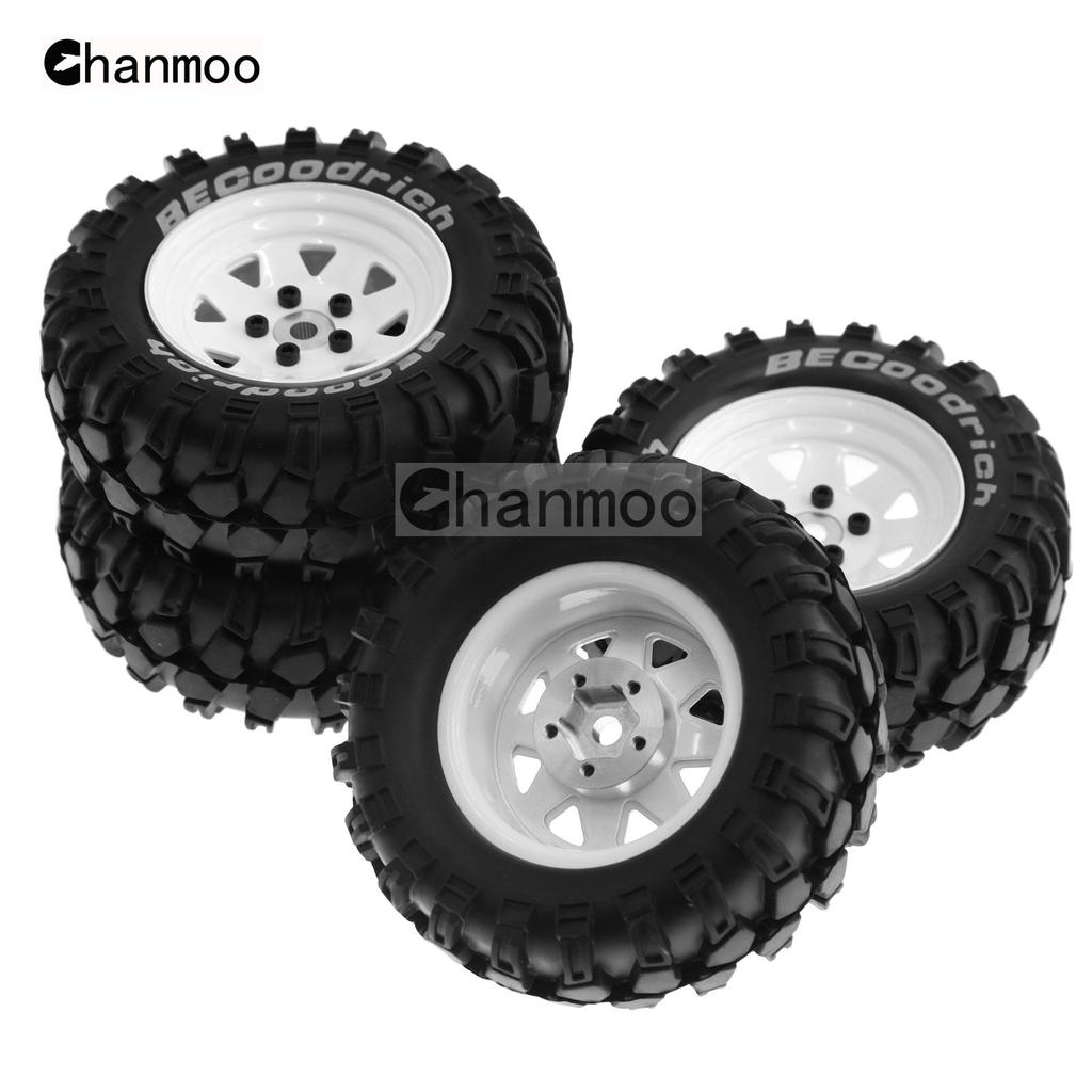 1.9 Rubber Tires Metal Wheel Rims 12mm Hex for 1/10 RC Crawler Car Traxxas TRX4 Axial SCX10 90046 90047 MST HSP Redcat Gen8