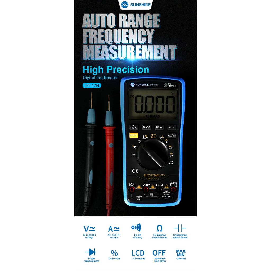 SUNSHINE DT-17N Fully Automatic Digital Multimeter with LCD Display Auto Identification Range Test Repair Instrument