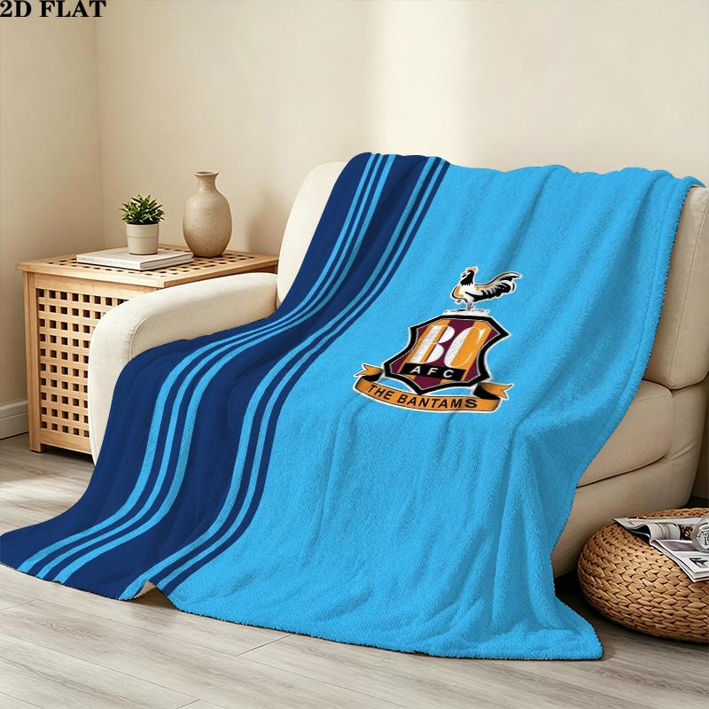 Bradford City Afc Print Flannel Blanket, High quality Comfortable for All Seasons, Home Decor, Warmth and Comfort, Perfect for Christmas Gifts