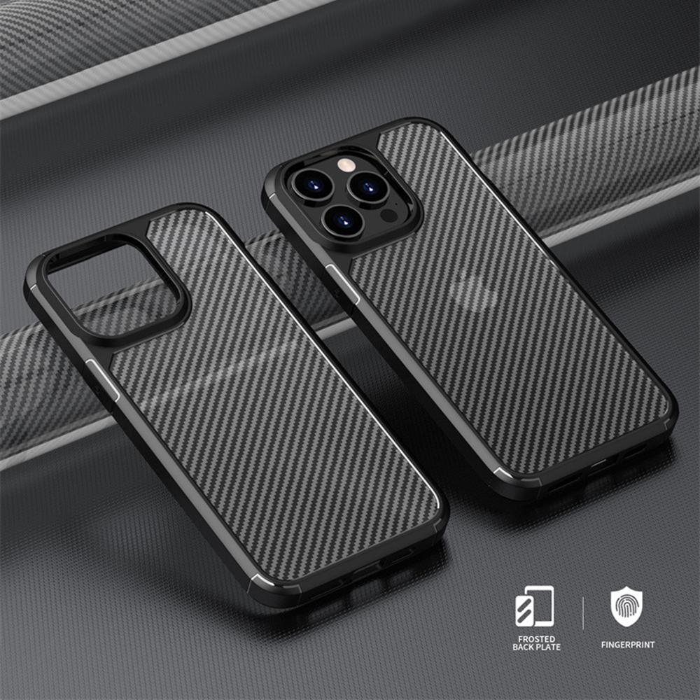 For iPhone 15 Pro Max Case Carbon Fiber Texture Anti-Scratch TPU+PC Back Cover