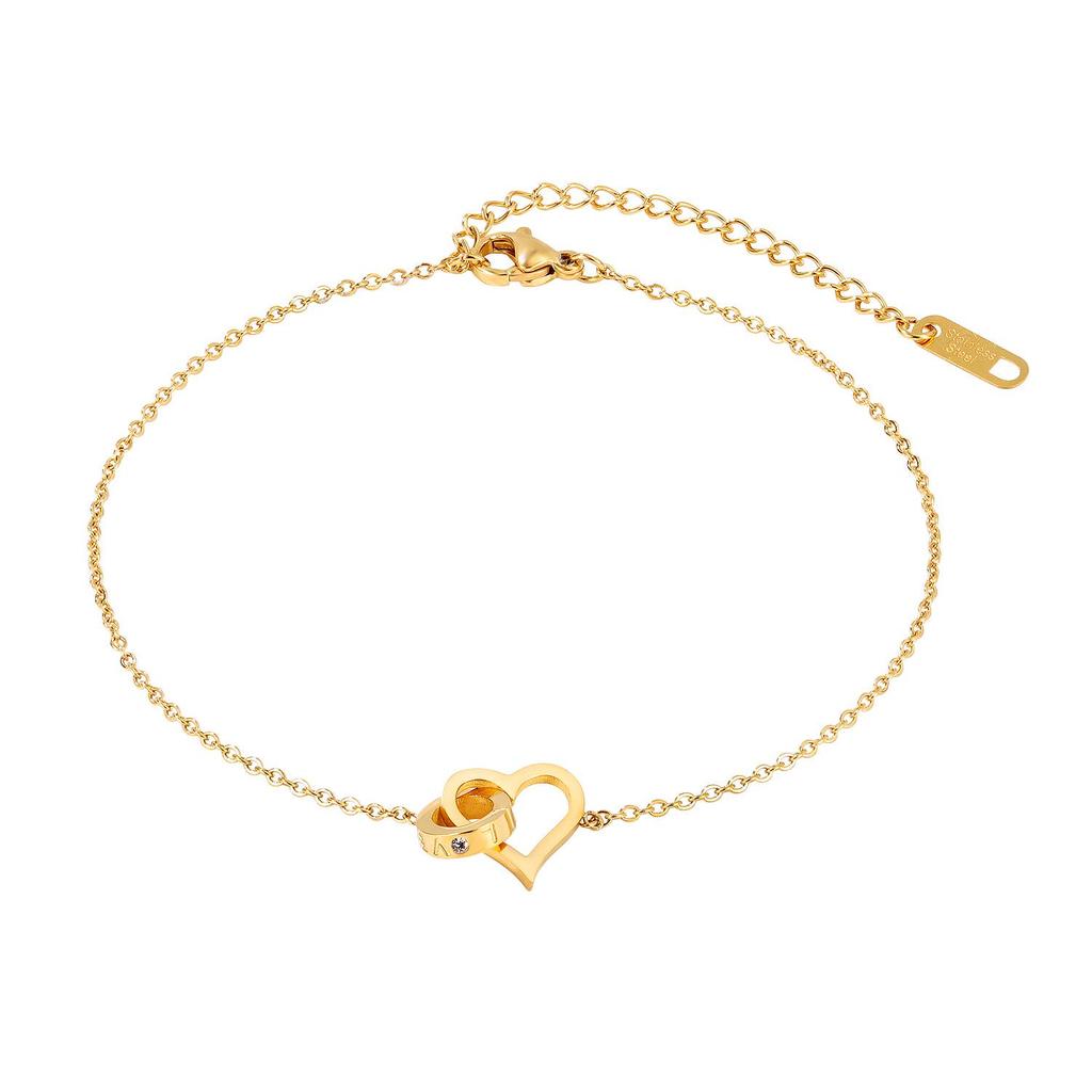 Summer Love Titanium Steel Heart Anklet: Simple & Versatile Japanese-Korean Fashion Jewelry for Women