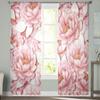 Beautiful Peony Pink Flowers Tulle Window Curtain For Living Room Bedroom Voile Sheer Curtains Kitchen Treatments Drapes