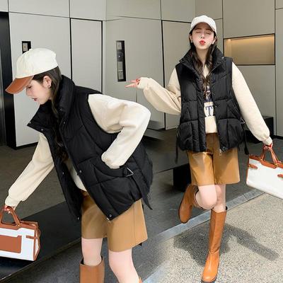 Женская осенне-зимняя куртка с воротником-стойкой, однотонная утепленная верхняя одежда из хлопка с подкладкой, без рукавов, свободный карман, теплая куртка, жилет