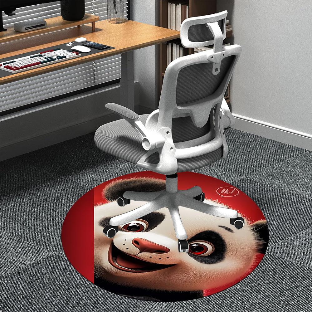 1PC Panda Smile Office Round Area Rug, Mat Suitable ForOffice, Under Office Chairs Bedroom Living Room Home Decor, Room Deco