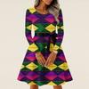 Women's Casual Fashion Long Sleeve  Vintage Long Dresses