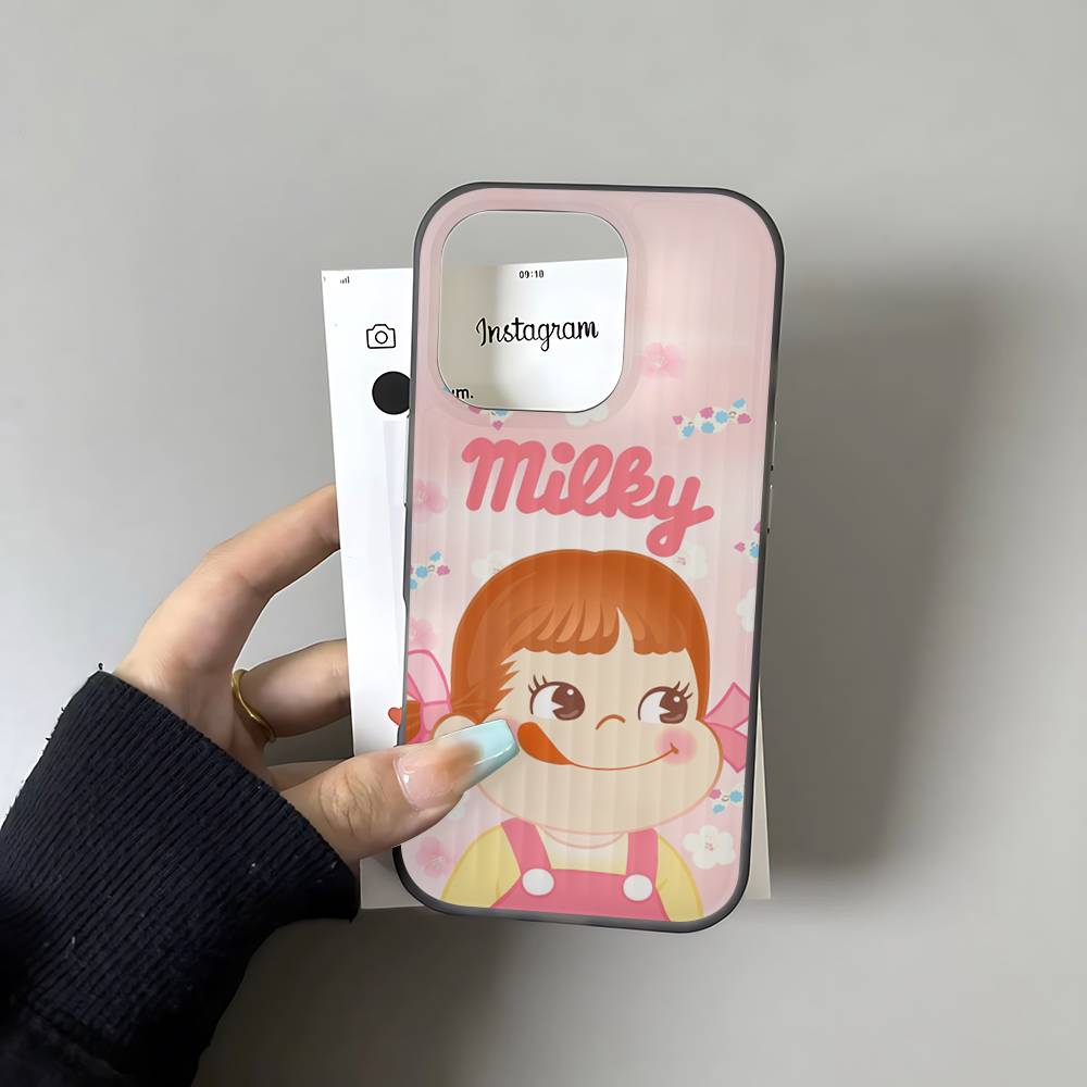 Fujiya Milky Peko Chan For IPhone 16 15 14 13 12 11 17 Pro Max Plus Wave Corrugated Phone Case Anti Drop Cover