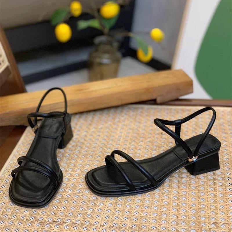 МОДНЫЕ женские босоножки на среднем каблуке 4,5 см, новинка 2024 года, летние сандалии с открытым носком и квадратной головкой, женские модные сандалии, женская обувь
