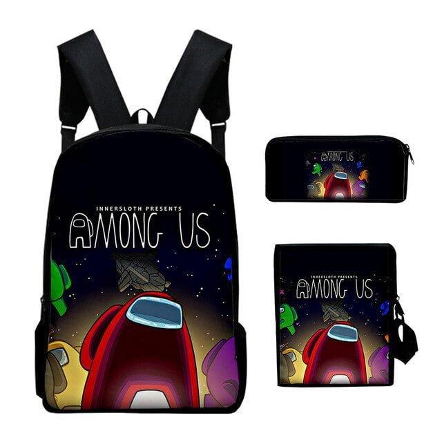 Among Us Backpack Set 3-in-1 Space Crewmate Bookbag Gamer Anime School Bag for Kids Teens Adults Gift