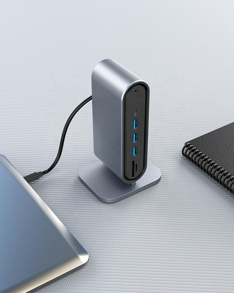 12-в-1 Хаб Type C на Multi 4KHD RJ45 VGA 4 USB 3.0 PD Адаптер питания Док-станция Настольная Портативная