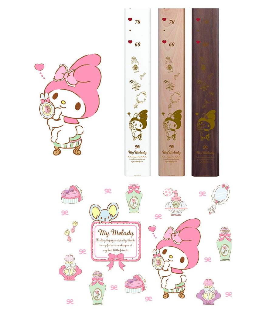 Альфа Такаба Sanrio Мебель Деревянный ростомер Идеально подходит для записи вашего роста и как декоративный элемент Душ (Моя Мелоди, Натуральный) - Дети