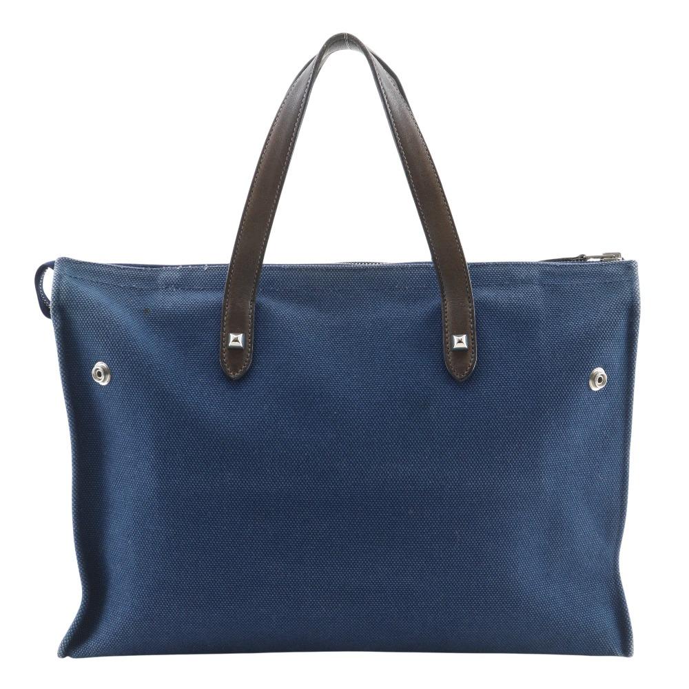 HERMES Kavasmira PM Handbag MedorHardware Navy blue canvas unisex Used