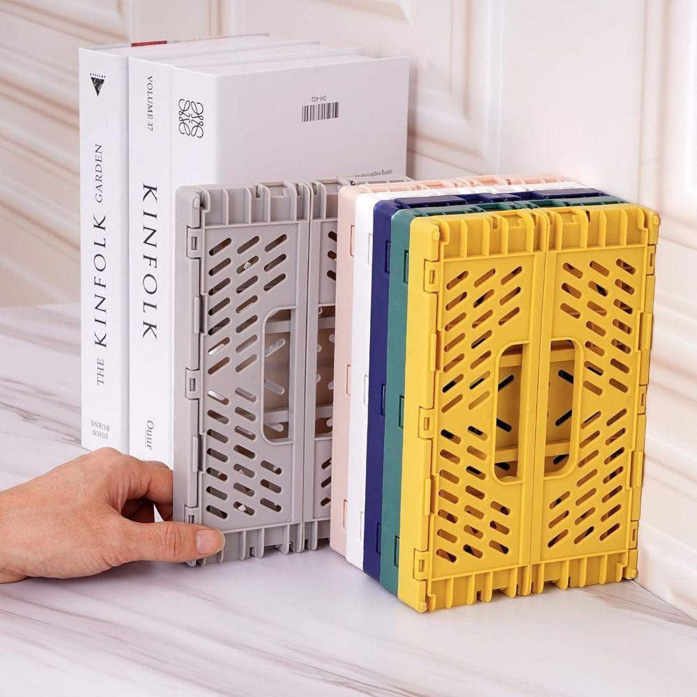 Stackable Foldable Storage Crate Collapsible Pastel Crates Stationery Cosmetic Rack Bedroom Decor
