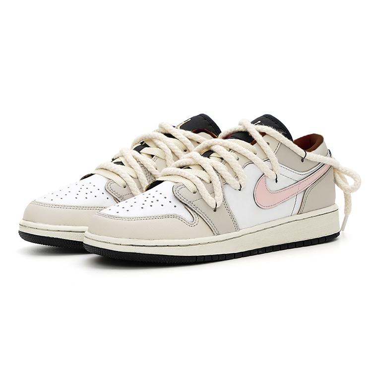 Jordan Air Jordan 1 Low Винтажные Баскетбольные Кроссовки GS Серый Розовый DQ8421-001(Команда15-)