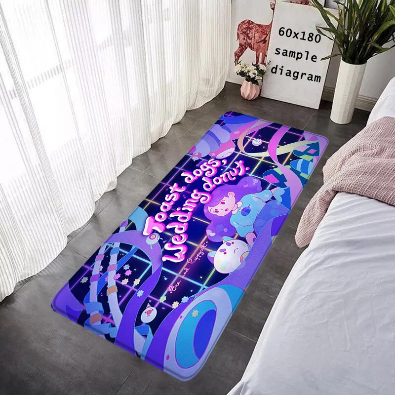 Doormat Flannel Floor Mat Bee and Puppycat Cat Indoor Foot Rug Fluffy Bedside Mats Corridor Water Absorbent Carpet Balcony Decor