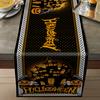 Halloween Party Linen Table Runner Happy Halloween Decoration Home Kids Trick Treat Pumpkin Bat Pattern Table Clothes Horror Party Supplies KTY