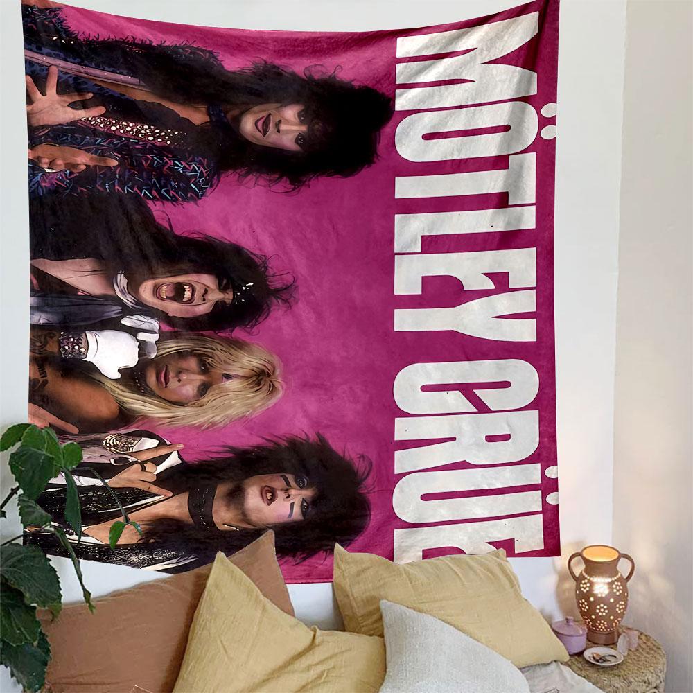 Motley Crue Tapestry Wall Hanging, Glam Metal Band, Wall Decor for Bedroom Living Room Dorm