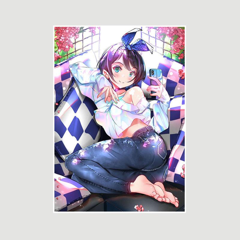 Домашний декор Картина Милая маленькая Лоли Аниме Девушка Плакат Милая Лолита Манга Фигурка Белые бумажные постеры и принты Бар Спальня Украшения Фреска