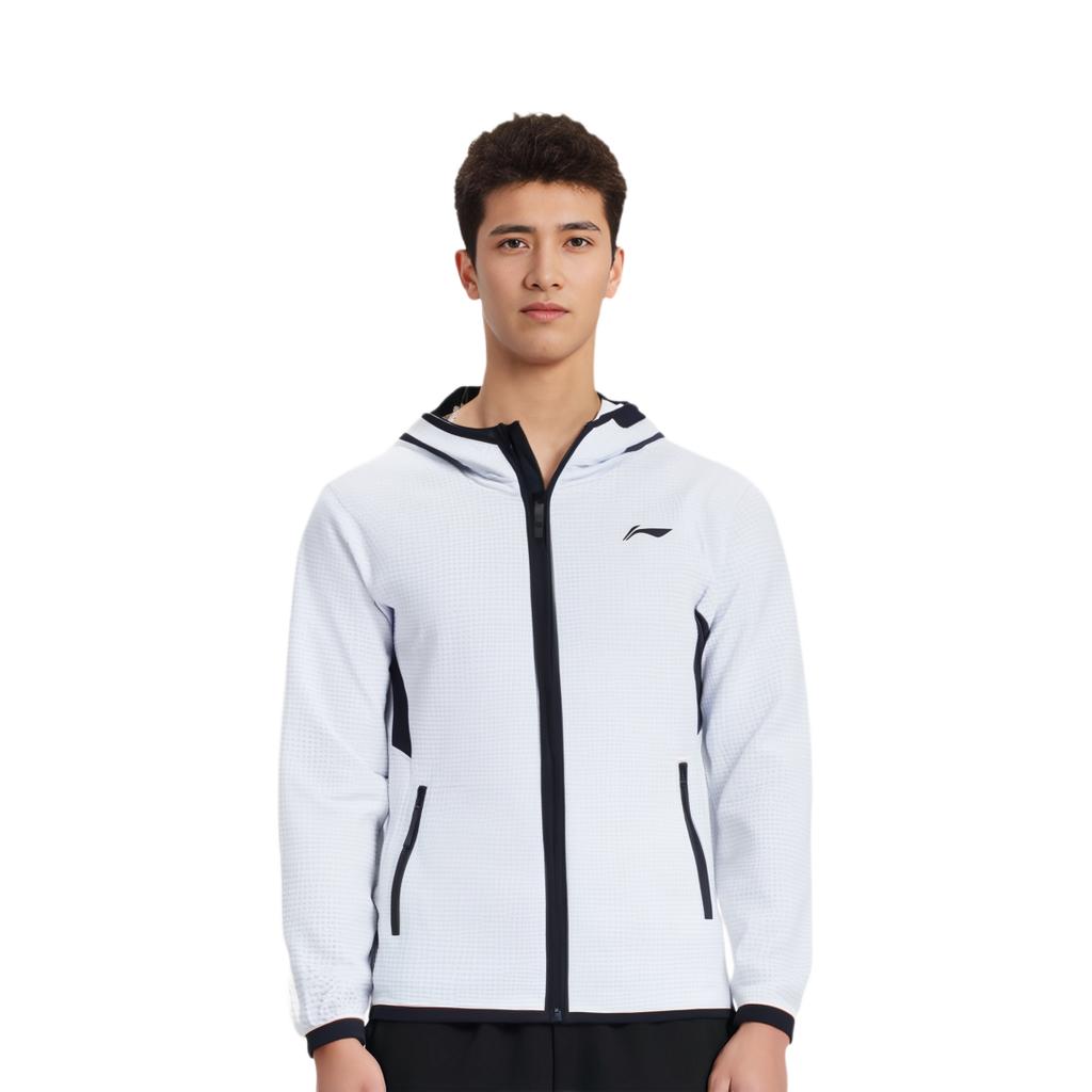 Li Ning Sports Basketball Series Color Block Outdoor Casual Sports Hoodie Zip-Up Hoodie Long Sleeves Unisex Hoodies Standard-White AWDSC13-2