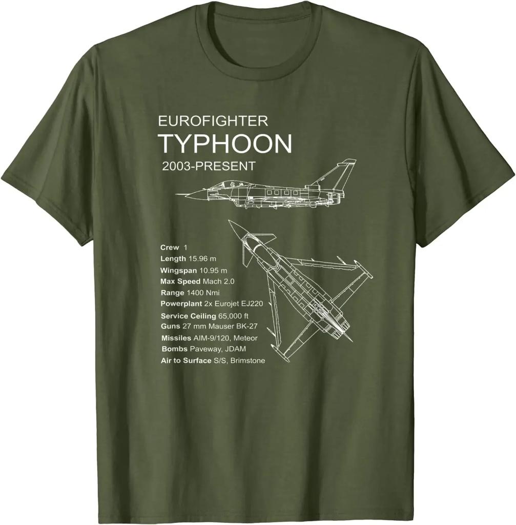 Eurofighter Typhoon Jet Aeroplane Airplane Men TShirt Short Sleeve Casual Cotton ONeck Shirts