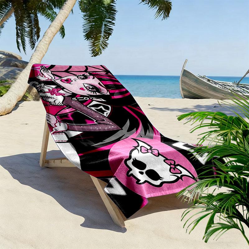 Draculaura black Print Beach Towel, Large Soft Quick Dry Towel for Beach Camping Swimming
