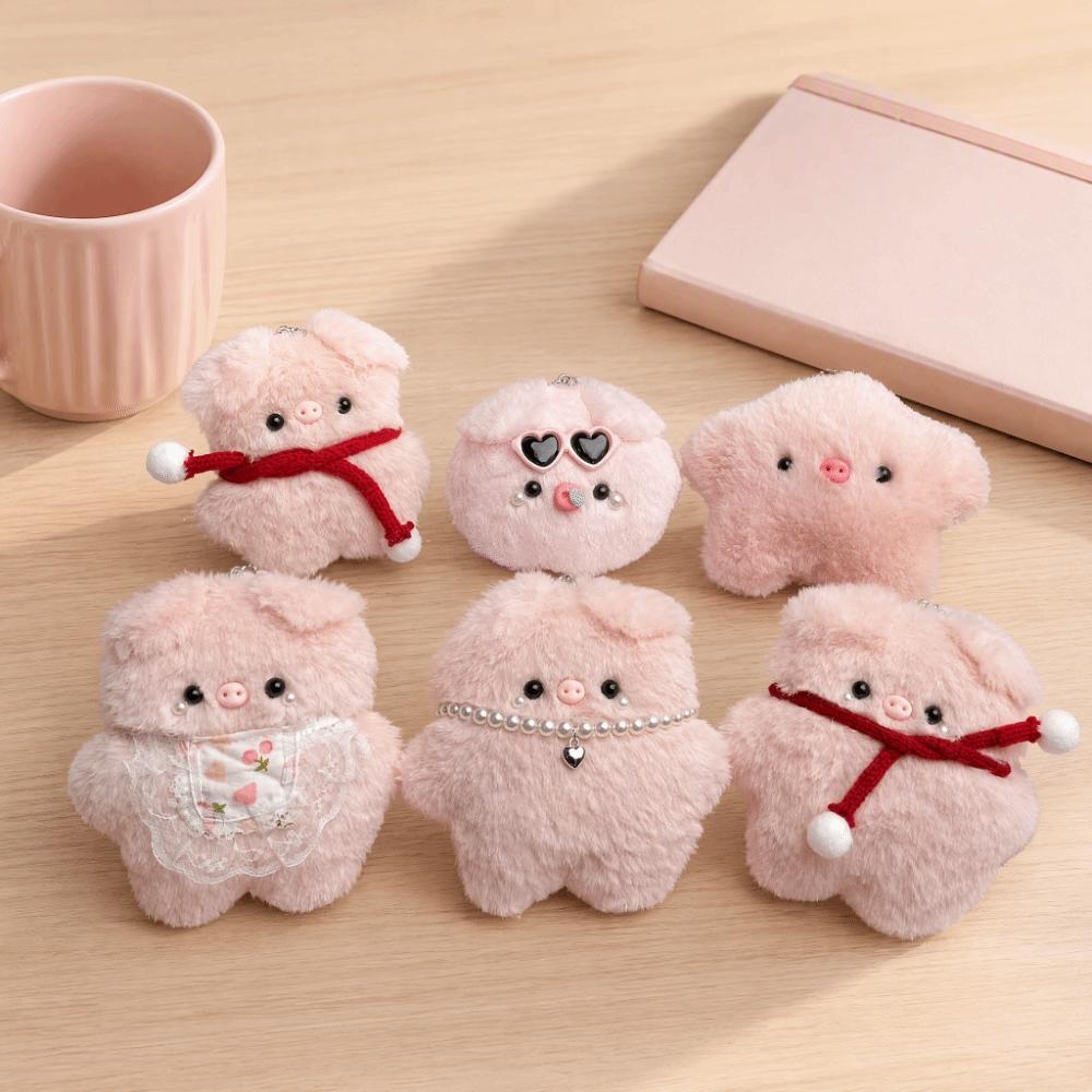 Cartoon Design Plush Pig Keychain Soft Plush Material Plush Backpack Pendant For Kids