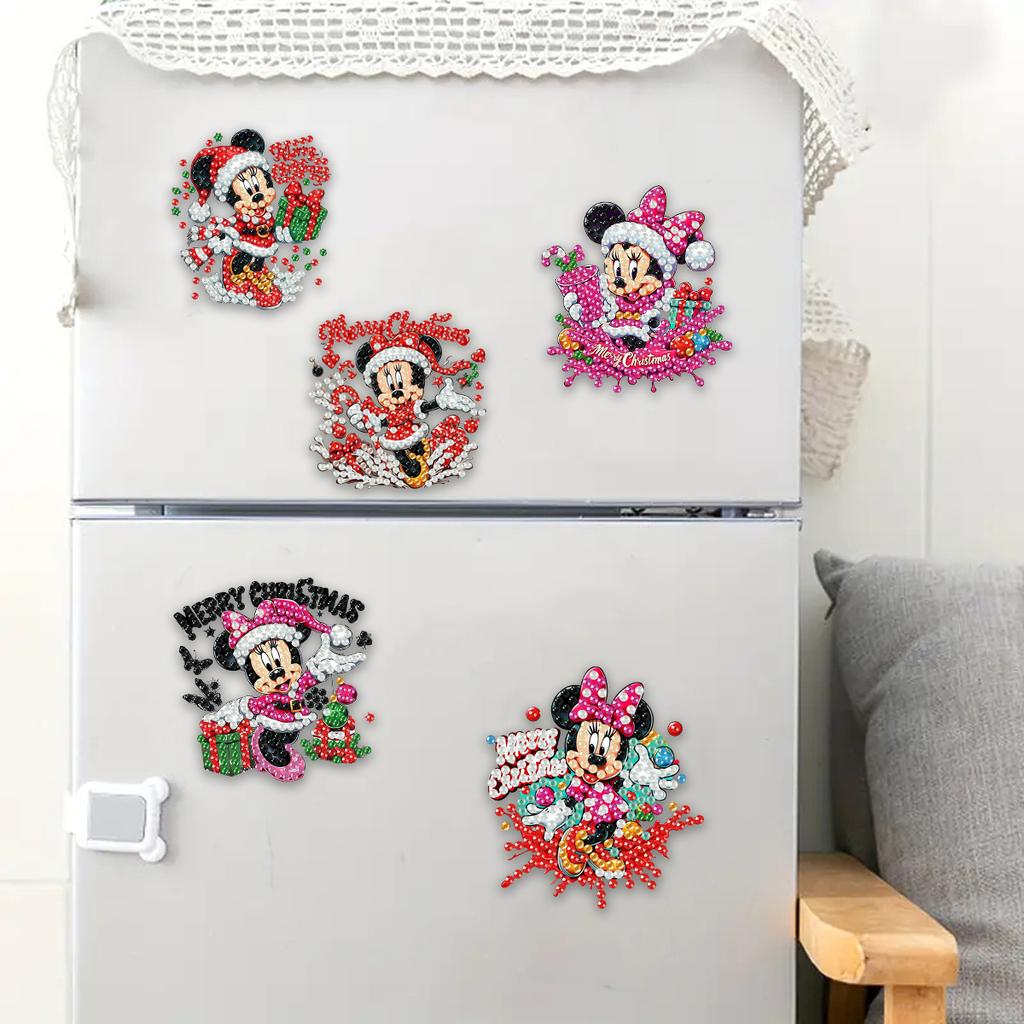 5Pcs Cute Pink Anime Characters Diamond Art Fridge Magnet Diamond Painting Refrigerator Magnet Diamond Painting Fridge Magnet for Adults Beginners