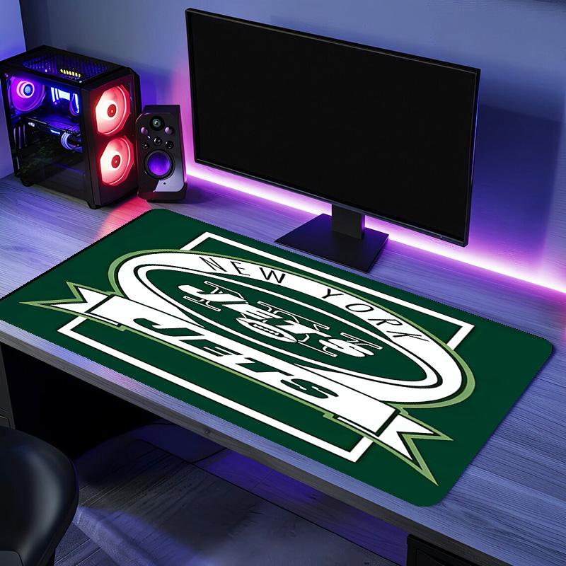 Коврик для мыши с логотипом New York Jets - Нескользящая резиновая основа, Гладкая поверхность для работы, игр, офиса и дома, Настольный коврик для мыши