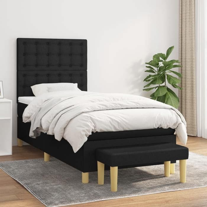 Maison Exclusive - Sommier à lattes de lit et matelas Noir 80x200 cm Tissu