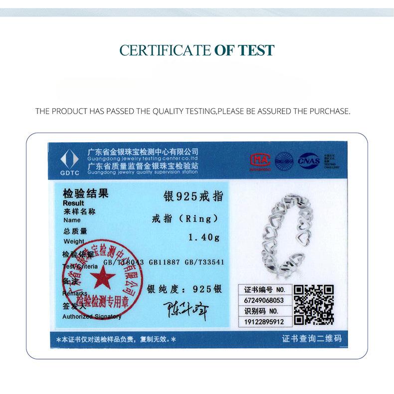 Love Ring Personality Trend S925 Sterling Silver Exquisite And Simple Full Row Hollow Love Open Ring