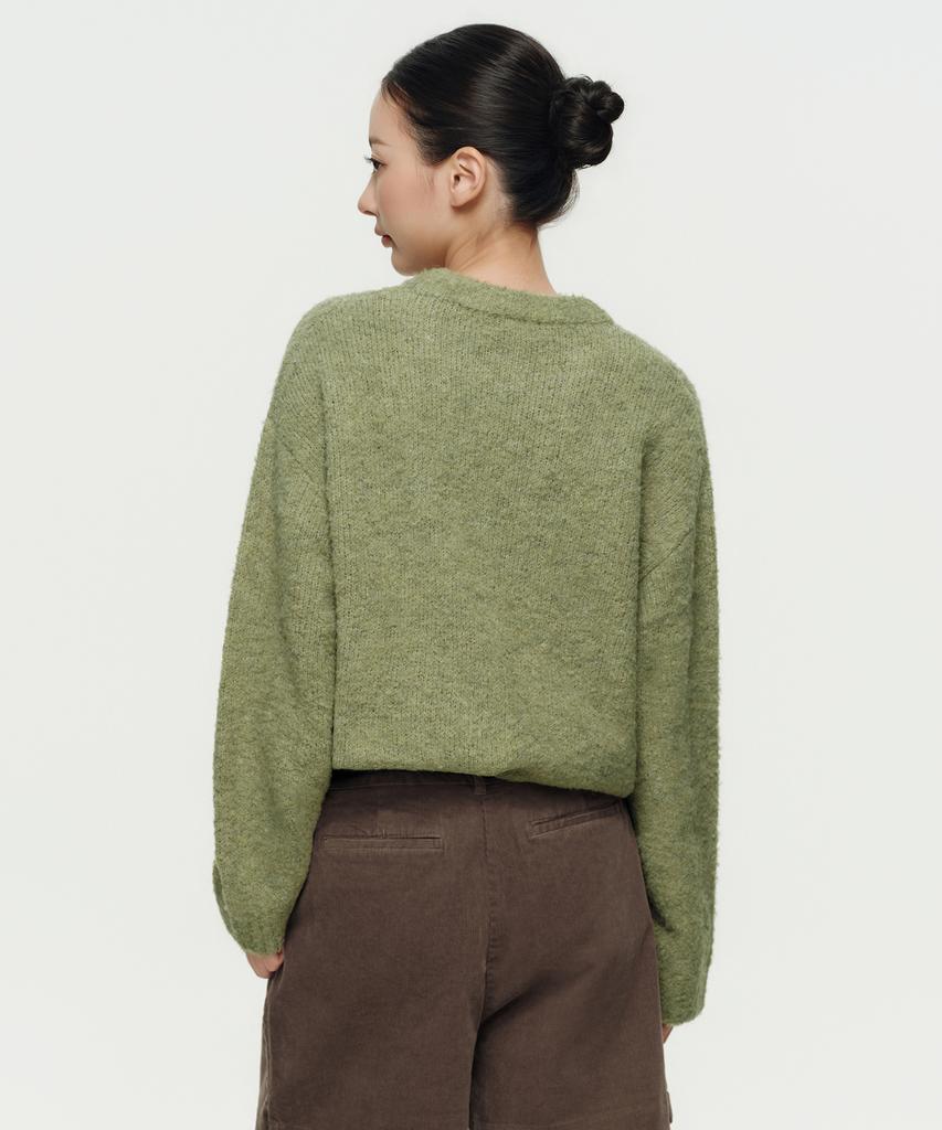 MUSINSA STANDARD WOMAN Women'S Boucle Relaxed Crew Neck Knit [Light Moss]