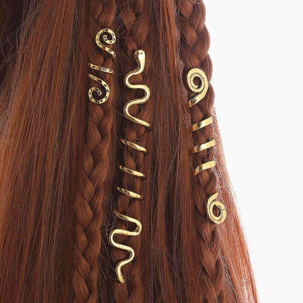 3pcs Metal Cuff Clips Viking Beads Celtic Knot Dreadlock Beads Hair Braid Rings for Women Girls