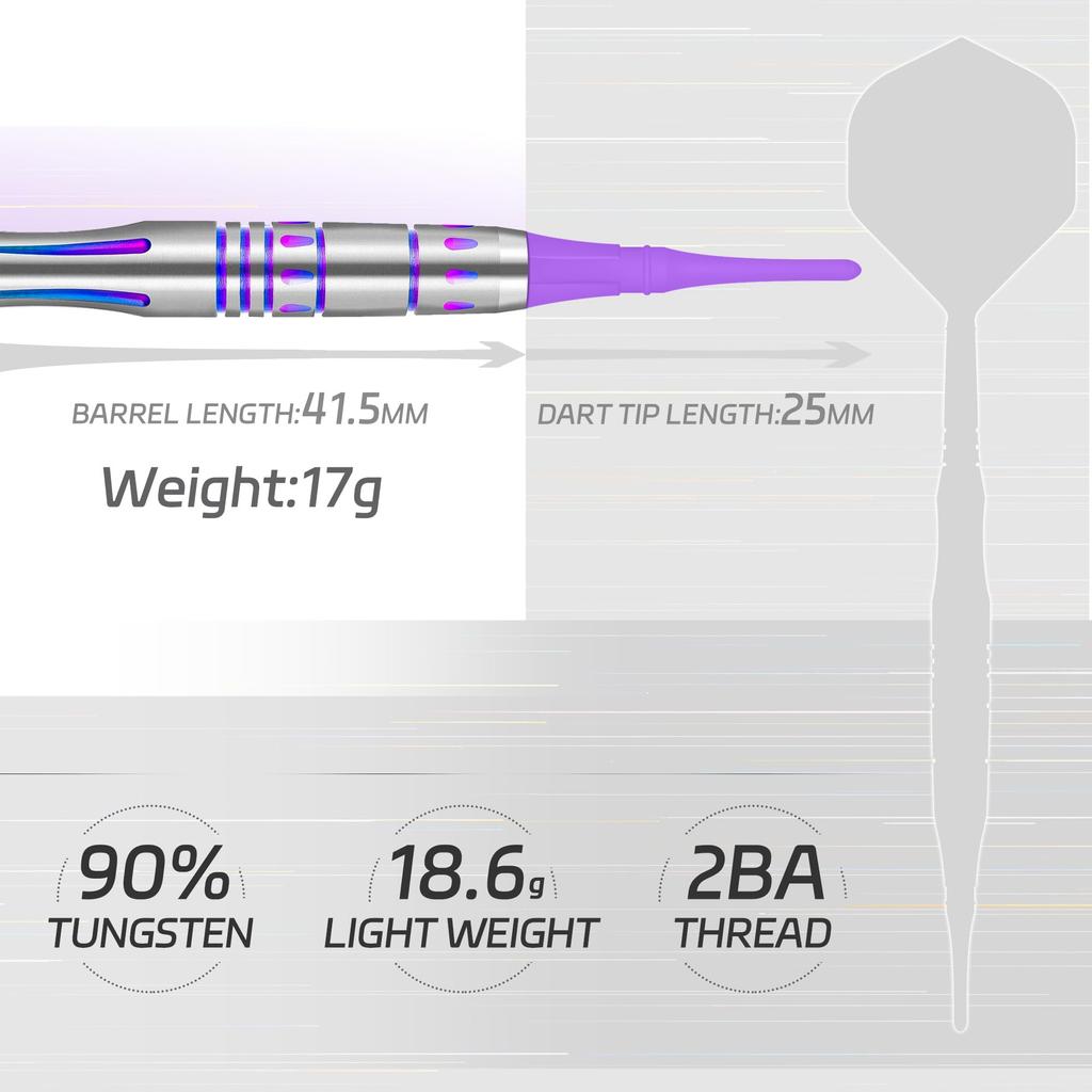 Дротики CyeeLife 3-точечные из вольфрамового сплава Pro 17 г с наконечником и мешочком для дротиков 90% Дротики,