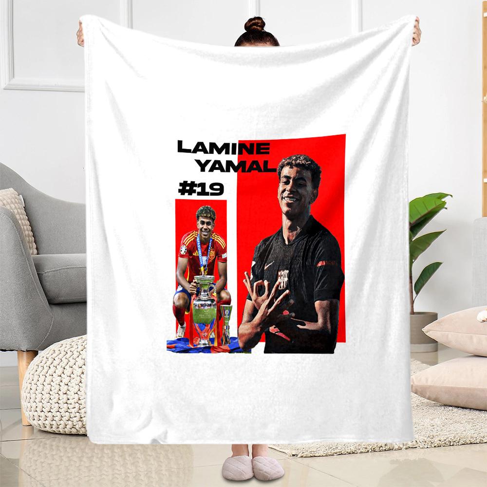 Lamine Yamal's Barcelona Players Celebration Blanket Comfortable Suitable for Chair Seaside Livingroom for All Occasions Warmthful Decor Gifts For Fam