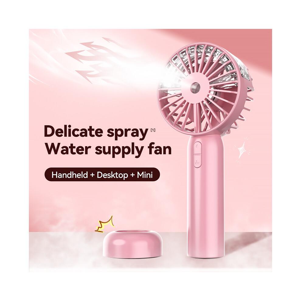 (Pink) Mini18 Three Speeds Silent Summer Cooling Fan Nano Spray Mini Handheld Fan