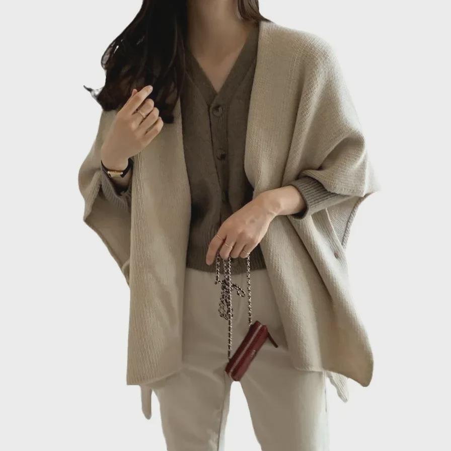 Модный универсальный свободный шерстяной свитер-жилет H-образной формы для женщин