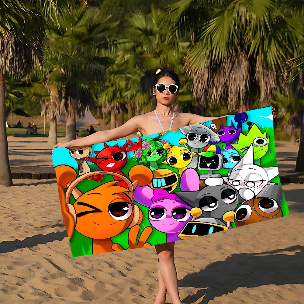 S-Sprunki Incredibox Микрофибровое Пляжное Полотенце Впитывающее Быстросохнущее Мягкое Для Йоги Плавания Курорта Альпинизма
