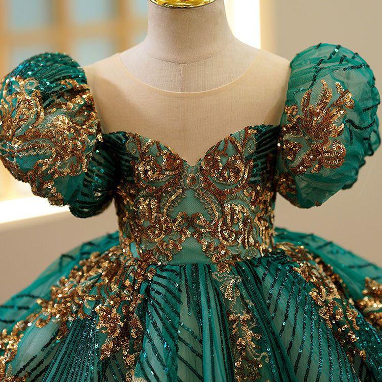 Детское платье на первый день рождения, платье принцессы для девочек, платье с цветочным узором для девочек, свадебное шоу, платье для выступлений на фортепиано для маленького хозяина, вечеринки по случаю дня рождения