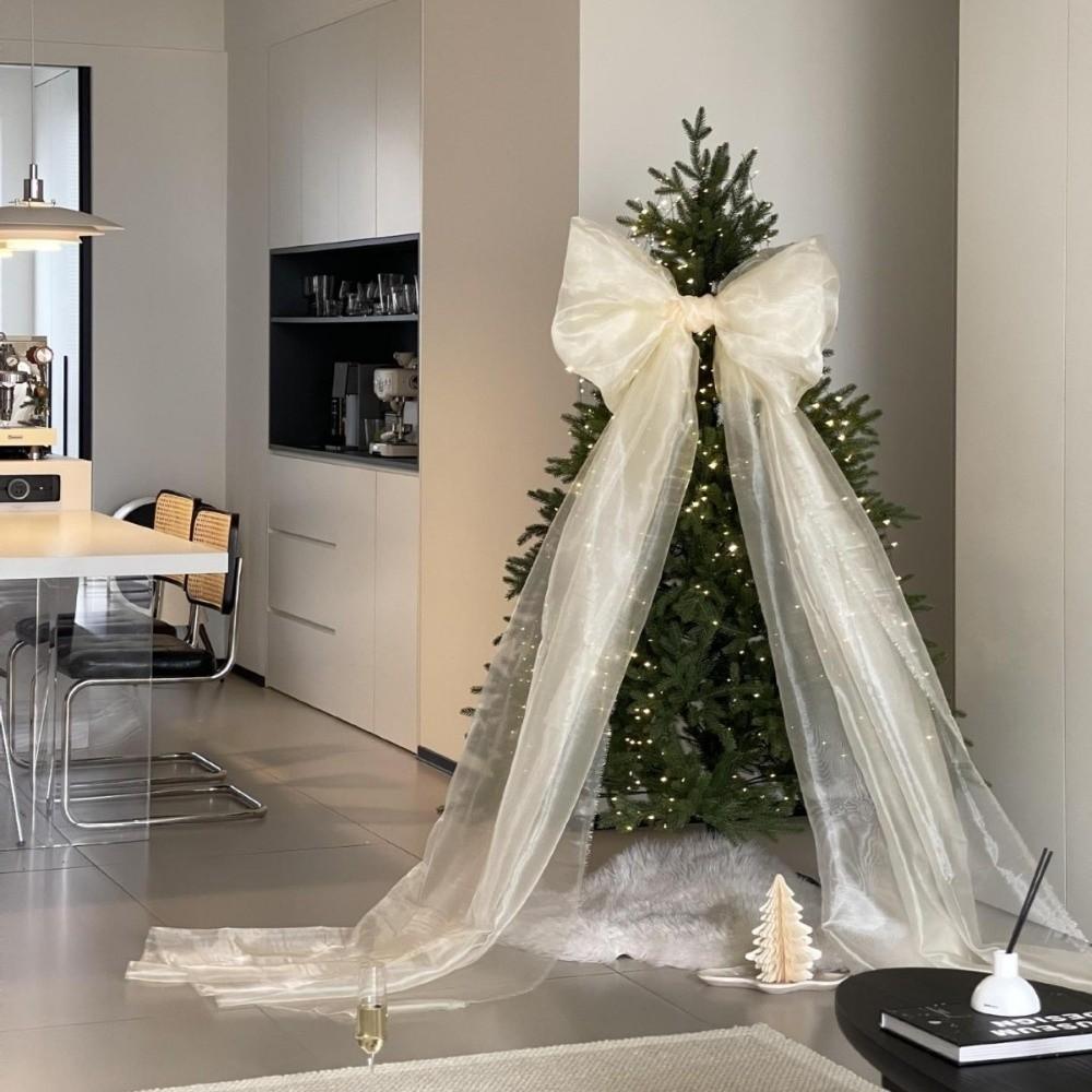 50*200см Подвесной кулон Материал органза Украшение для рождественской елки Гигантский рождественский бант Наружный декор