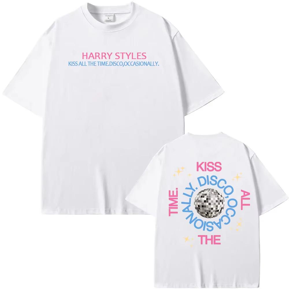 HarryStyle New Album Print Men Women Tshirts Album Kiss All The Time High Quality Summer Harajuku Cotton Casual Round Neck Tees